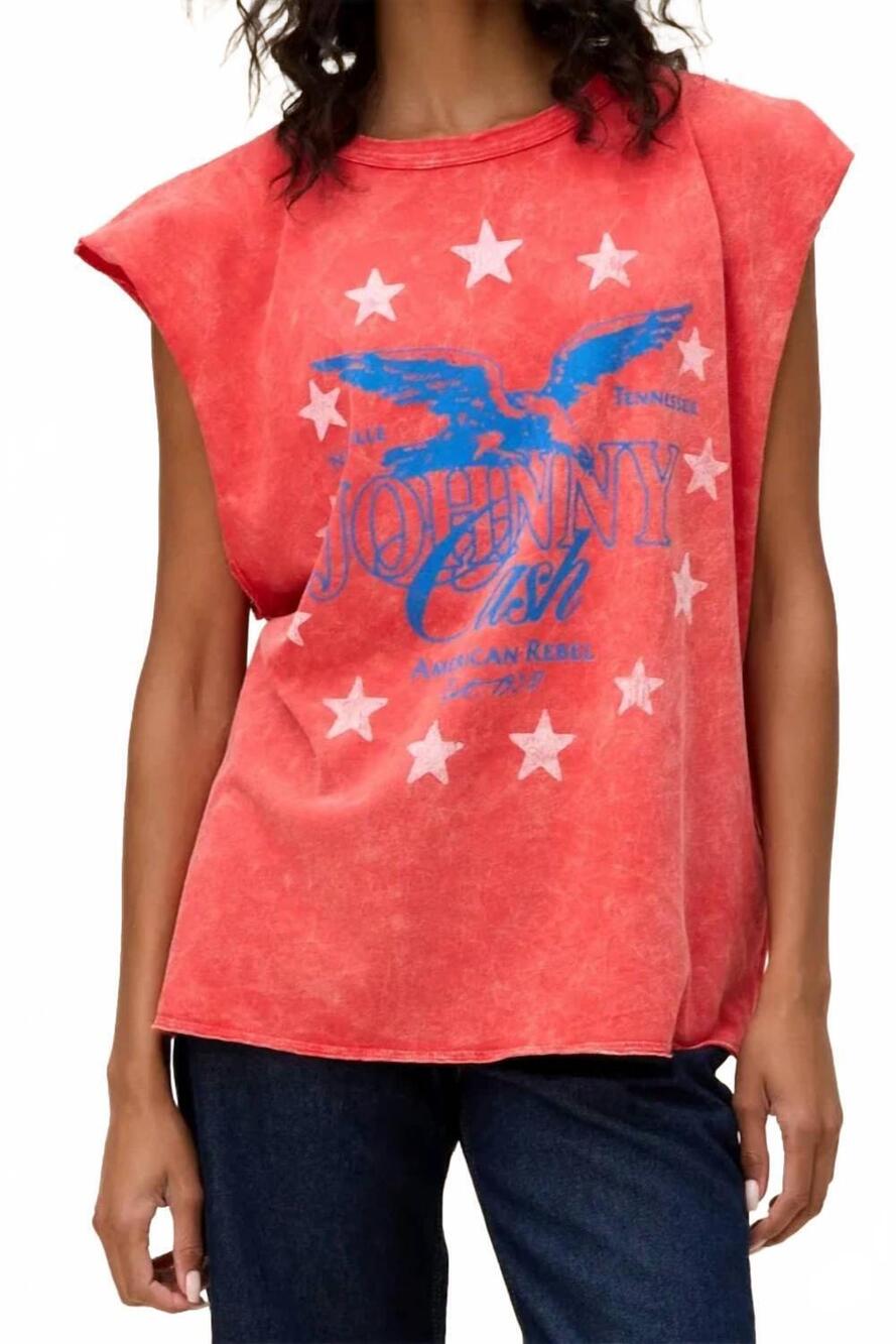 NEW DAYDREAMER johnny cash muscle tank top in red